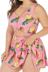 Plus-Size-One-Piece-Dress-Tankini-Swimsuit-Pink